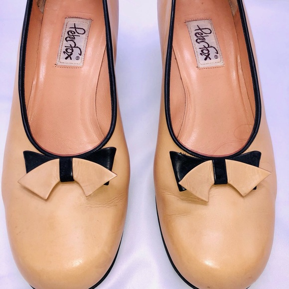 Rare Peter Fox tan vintage leather pumps with bow- Size 10 - Picture 5 of 8